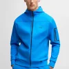 HUGO BOSS Sweats E Hoodies>Camisola Com Capuz E Fecho Em Mistura De Algodão Com Logótipo Refletor Decorativo