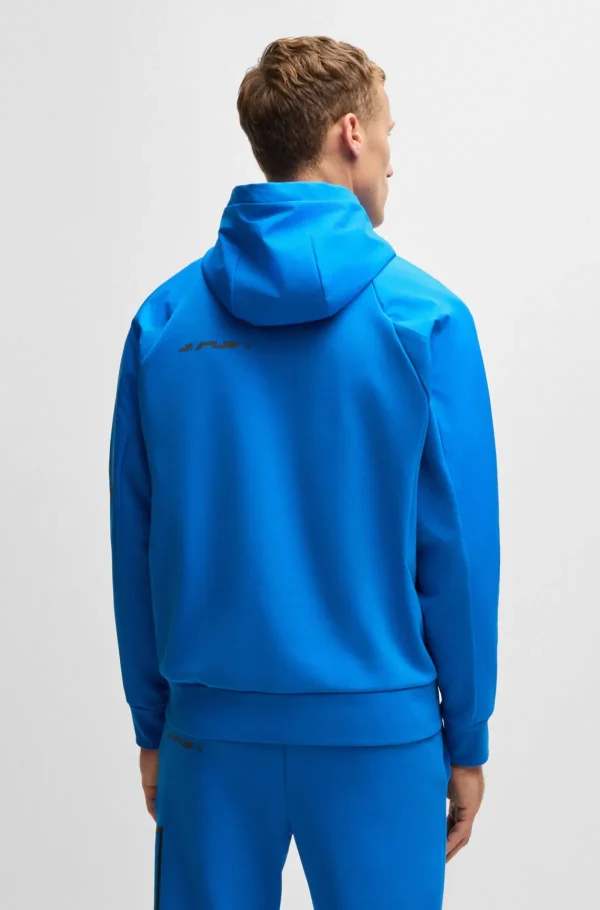 HUGO BOSS Sweats E Hoodies>Camisola Com Capuz E Fecho Em Mistura De Algodão Com Logótipo Refletor Decorativo