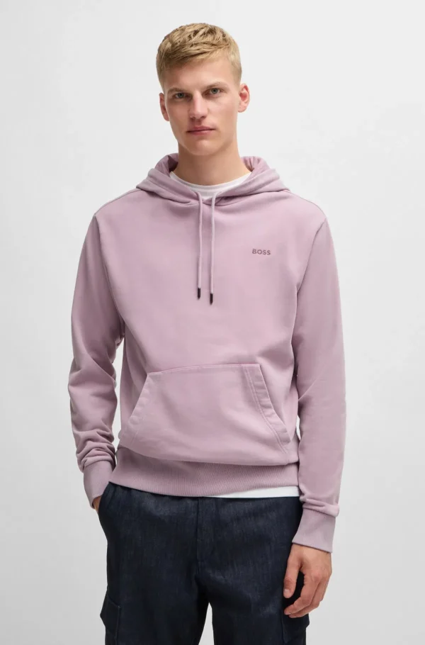 HUGO BOSS Sweats E Hoodies>Camisola Com Capuz Em Algodão Pêssego Com Detalhe Do Logótipo