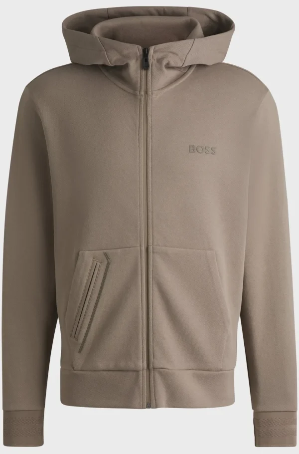 HUGO BOSS Sweats E Hoodies>Camisola Com Capuz Em Mistura De Algodão Com Detalhe De Logótipo