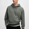 HUGO BOSS Sweats E Hoodies>Camisola Com Capuz Em Terry De Algodão Com Logótipo Contrastante