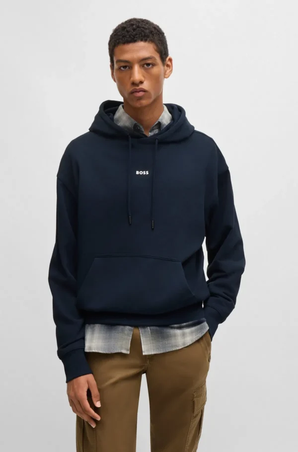 HUGO BOSS Sweats E Hoodies>Camisola Com Capuz Em Terry De Algodão Com Logótipo Contrastante