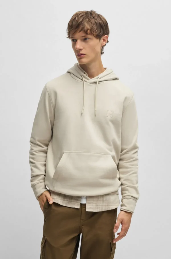 HUGO BOSS Sweats E Hoodies>Camisola Com Capuz Felpuda De Algodão E Emblema De Logótipo