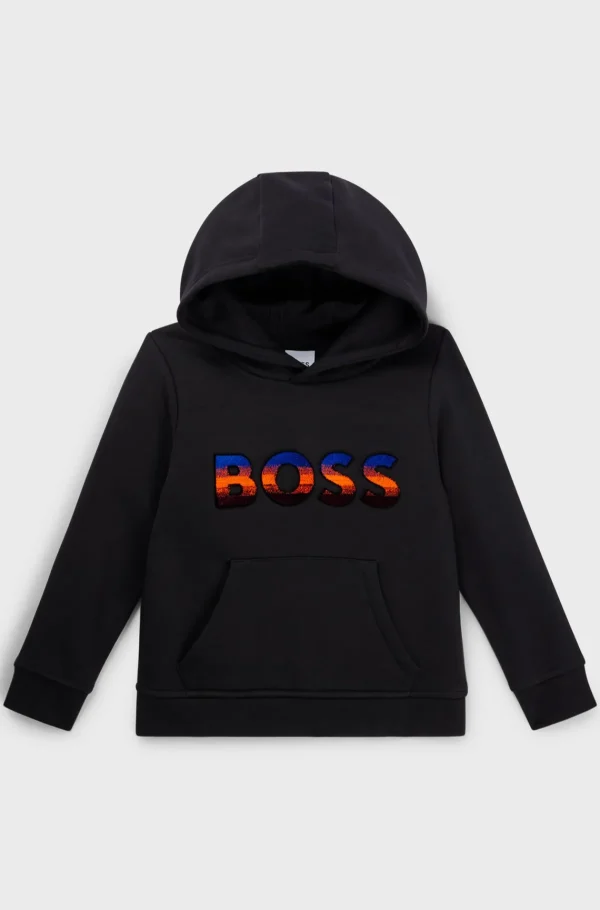 Crianças HUGO BOSS Júniores (Idades 4-14)>Camisola Com Capuz Para Criança De Algodão Com Logótipo Bordado Em Gradiente