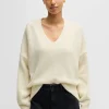 MULHER HUGO BOSS Camisolas E Cardigans>Camisola De Ajuste Descontraído Com Gola Em V