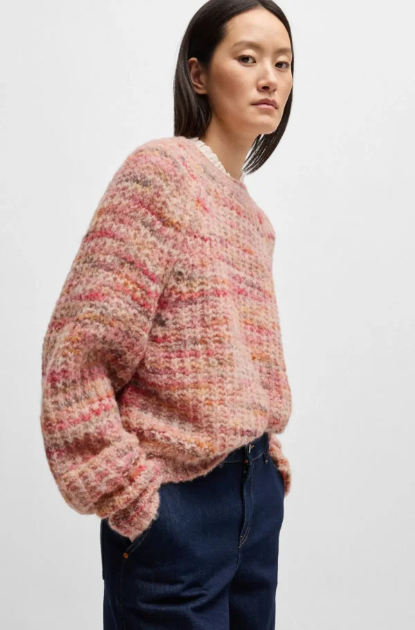 MULHER HUGO BOSS Camisolas E Cardigans>Camisola De Ajuste Descontraído De Mistura De Alpaca Com Fios Multicoloridos