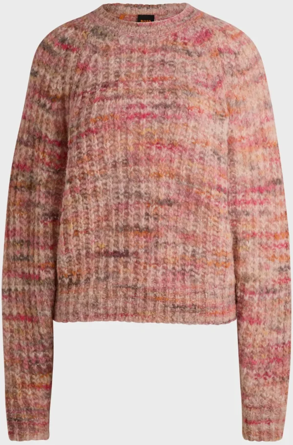 MULHER HUGO BOSS Camisolas E Cardigans>Camisola De Ajuste Descontraído De Mistura De Alpaca Com Fios Multicoloridos