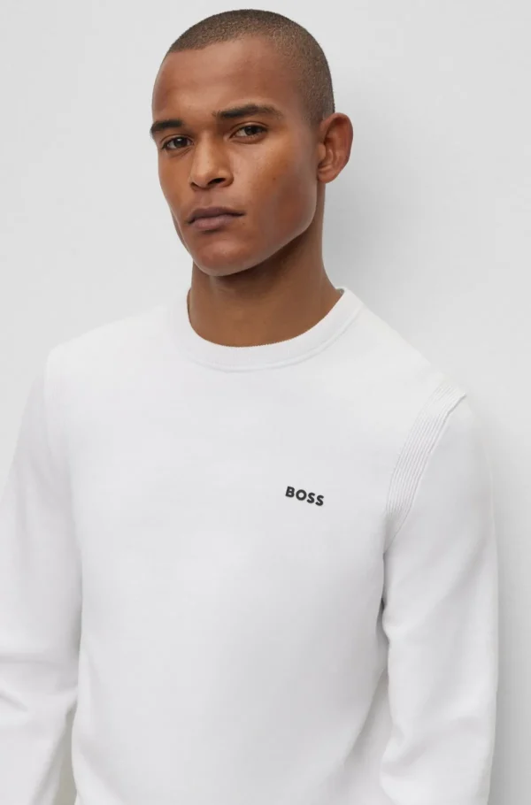 HUGO BOSS Camisolas E Cardigans>Camisola De Ajuste Regular Em Mistura De Algodão Com Logótipo Estampado