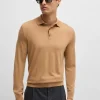 HUGO BOSS Camisolas E Cardigans>Camisola De Ajuste Slim Em Lã Virgem Com Colarinho Polo