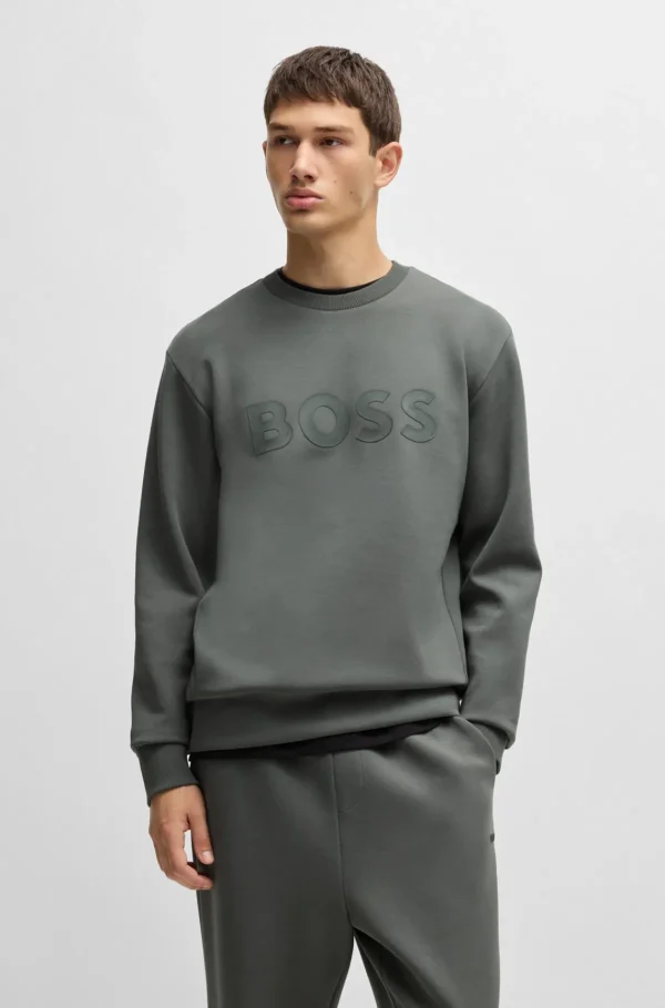 HUGO BOSS Fatos De Treino>Camisola De Algodão Elástico Com Logótipo De Sanduíche