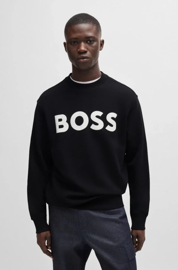 HUGO BOSS Sweats E Hoodies>Camisola De Algodão Terry De Ajuste Descontraído Com Logótipo Estampado Em Borracha