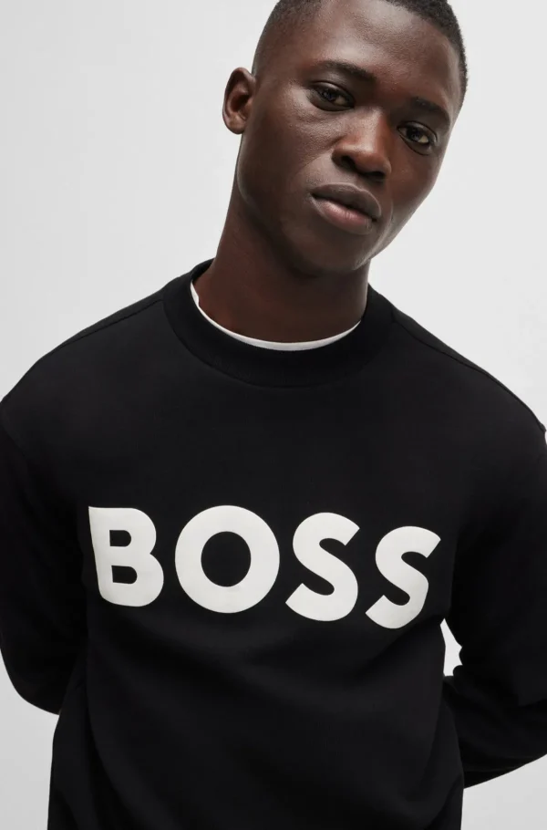 HUGO BOSS Sweats E Hoodies>Camisola De Algodão Terry De Ajuste Descontraído Com Logótipo Estampado Em Borracha