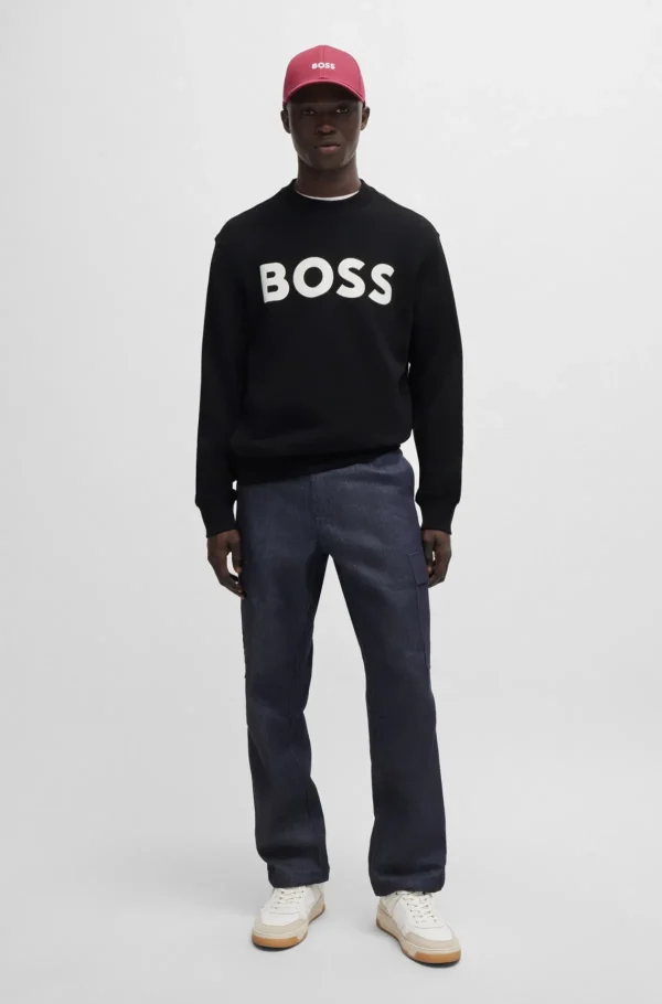 HUGO BOSS Sweats E Hoodies>Camisola De Algodão Terry De Ajuste Descontraído Com Logótipo Estampado Em Borracha