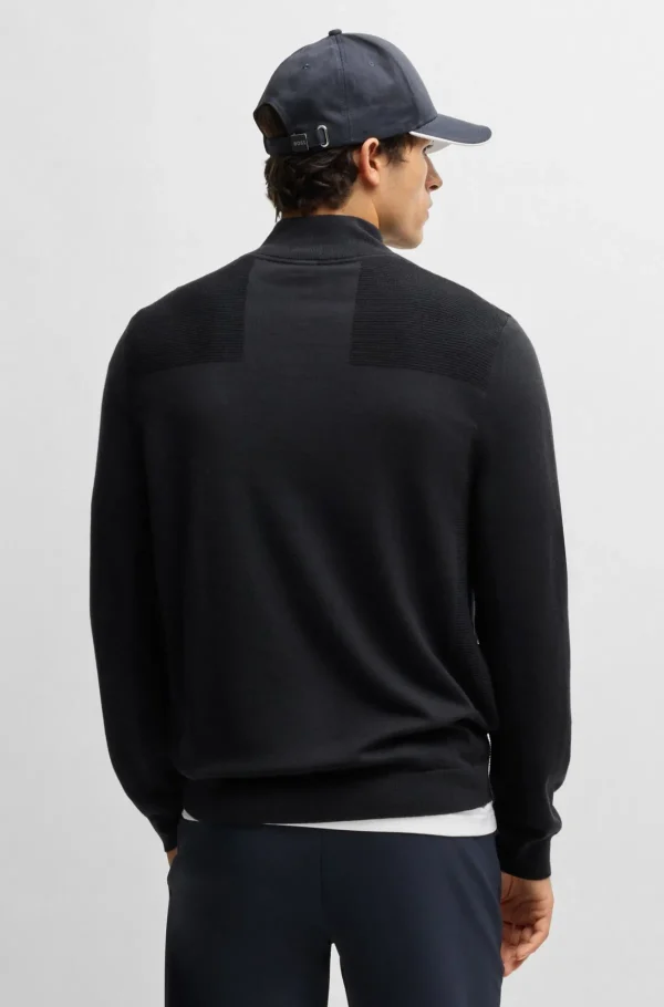 HUGO BOSS Golfe>Camisola De Gola Com Fecho De Marca Em Tecido Dry-flex