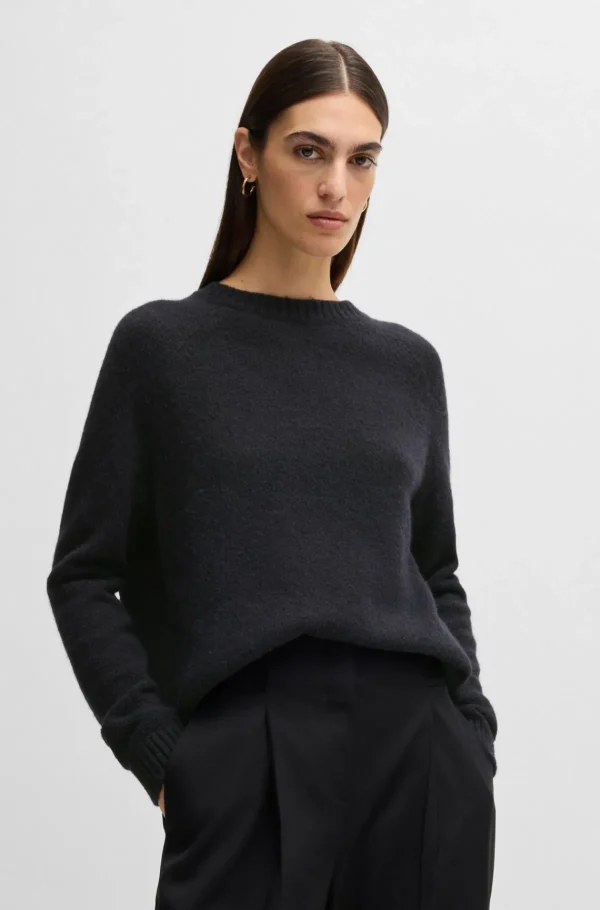 MULHER HUGO BOSS Camisolas E Cardigans>Camisola De Gola Redonda Em Tecido Elástico