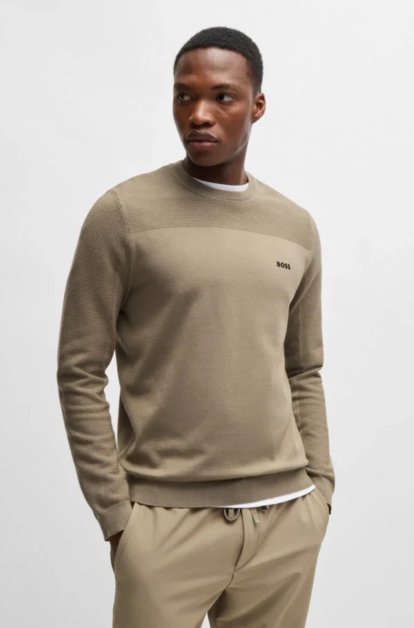 HUGO BOSS Camisolas E Cardigans>Camisola De Gola Redonda De Marca Em Tecido Dry-flex