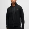 HUGO BOSS Sweats E Hoodies>Camisola De Mistura De Algodão Com Gola E Punhos Em Jacquard