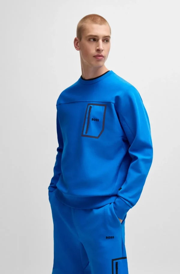 HUGO BOSS Sweats E Hoodies>Camisola De Mistura De Algodão Com Estampado Refletor Decorativo