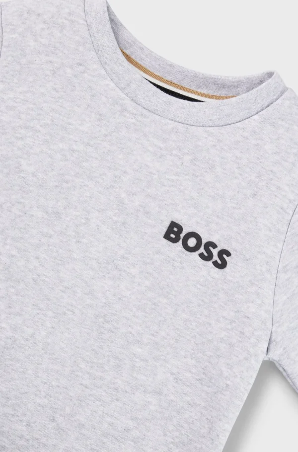 Crianças HUGO BOSS Partes De Cima Para Rapaz>Camisola Em Mistura De Algodão Com Logótipo Estampado Para Criança