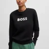 MULHER HUGO BOSS Sweats E Hoodies | Artigos Essenciais>Camisola Em Terry De Algodão Com Logótipo Contrastante