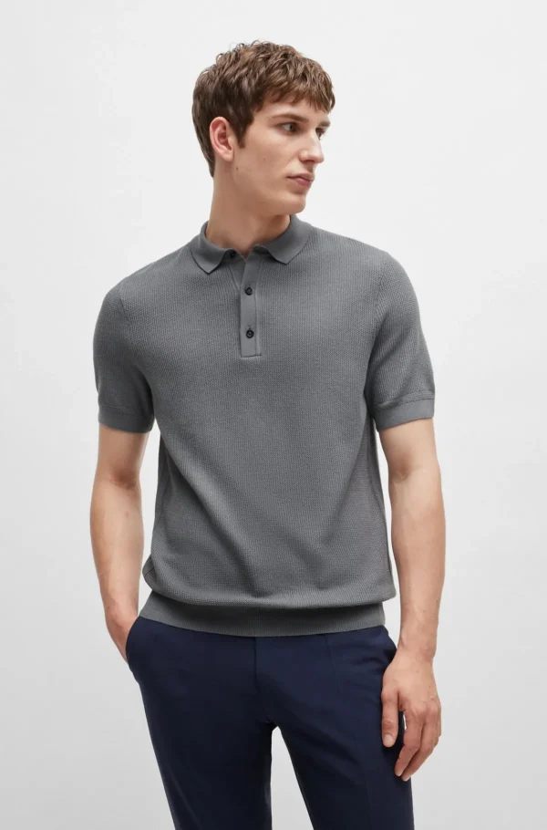 HUGO BOSS Polos>Camisola Polo De Ajuste Regular Com Estruturas Mistas