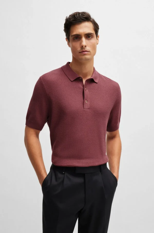 HUGO BOSS Polos>Camisola Polo De Ajuste Regular Com Estruturas Mistas