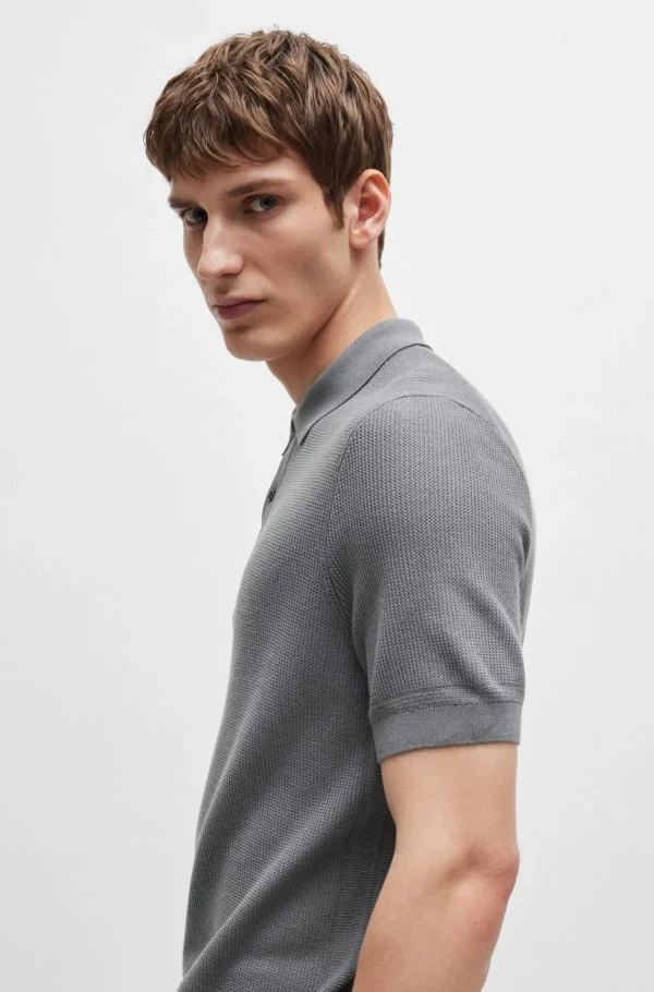 HUGO BOSS Polos>Camisola Polo De Ajuste Regular Com Estruturas Mistas