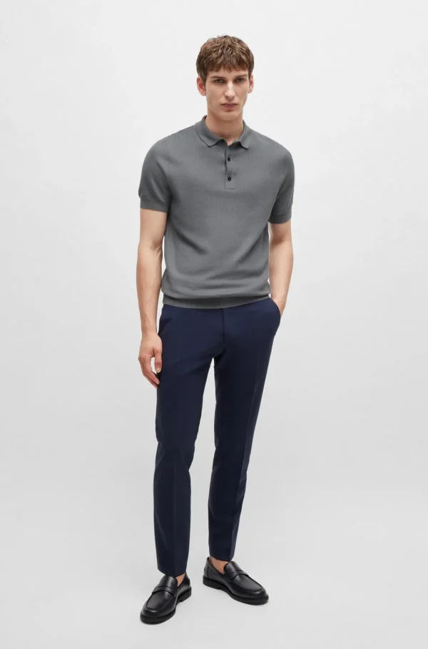 HUGO BOSS Polos>Camisola Polo De Ajuste Regular Com Estruturas Mistas