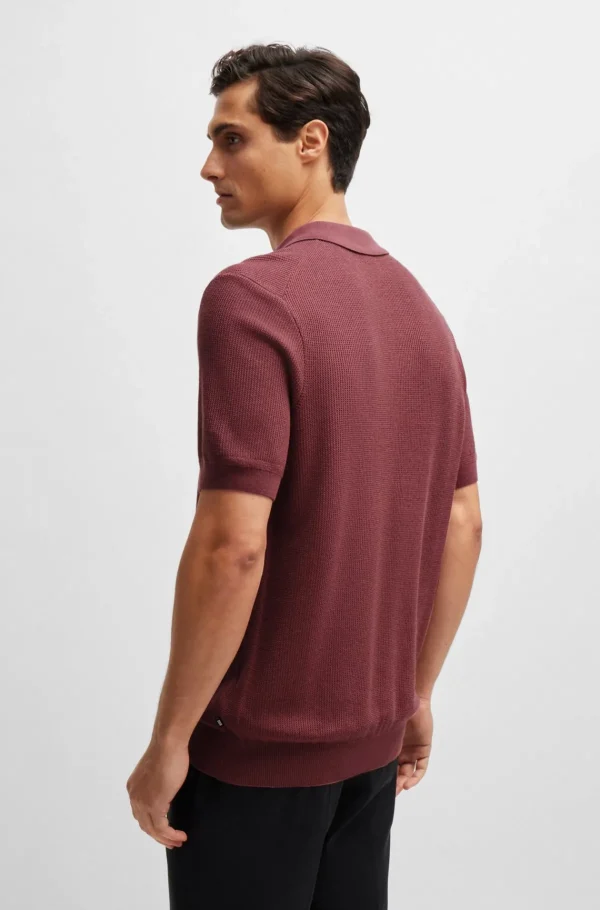 HUGO BOSS Polos>Camisola Polo De Ajuste Regular Com Estruturas Mistas