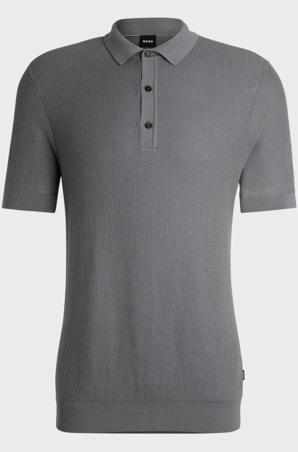 HUGO BOSS Polos>Camisola Polo De Ajuste Regular Com Estruturas Mistas