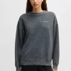 MULHER HUGO BOSS Sweats E Hoodies>Camisola Tingida De Algodão Elástico Com Detalhe De Logótipo