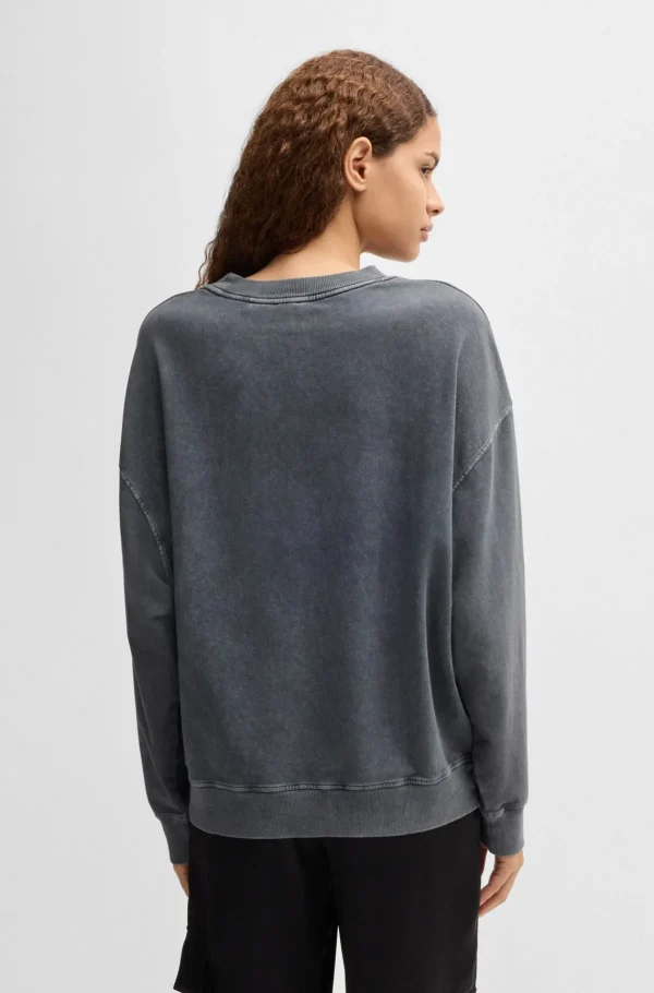 MULHER HUGO BOSS Sweats E Hoodies>Camisola Tingida De Algodão Elástico Com Detalhe De Logótipo