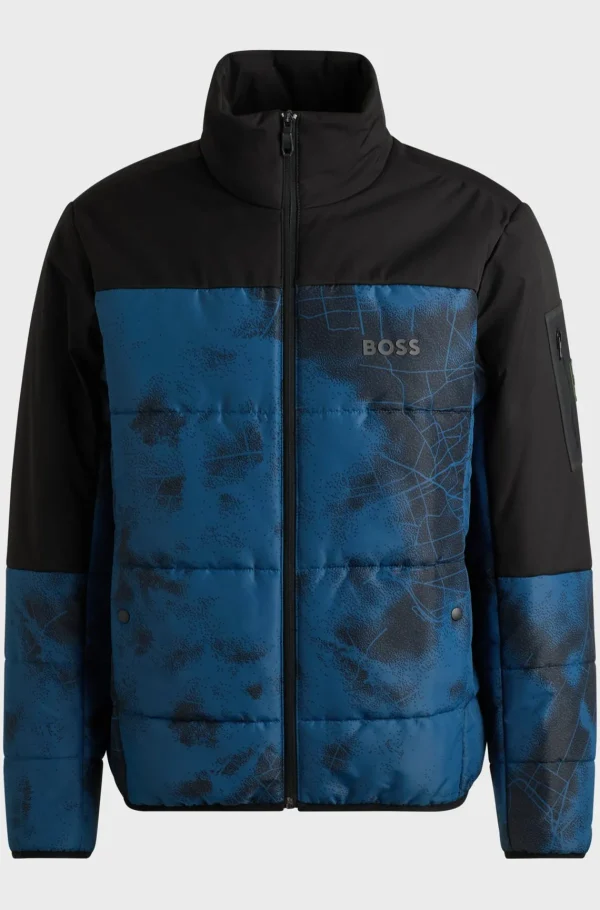 HUGO BOSS Vestuário De Exterior>Casaco Acolchoado Repelente à água Com Logótipo Estampado