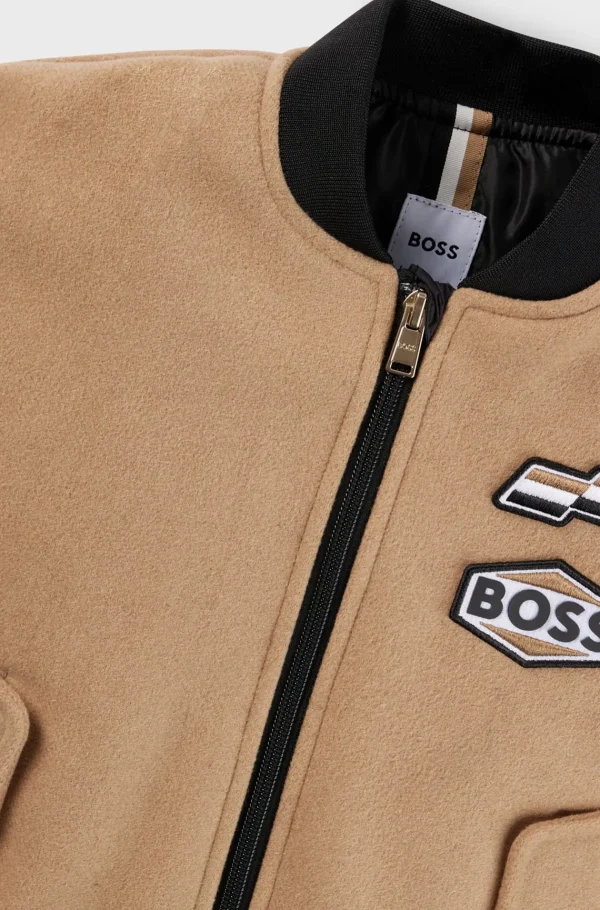 Crianças HUGO BOSS Partes De Cima Para Rapariga>Casaco Bomber Para Criança Com Remendos Da Marca