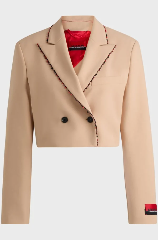 MULHER HUGO BOSS Blazers>Casaco Curto HUGO X Les Benjamins De Ajuste Regular Com Rebordo De Contas