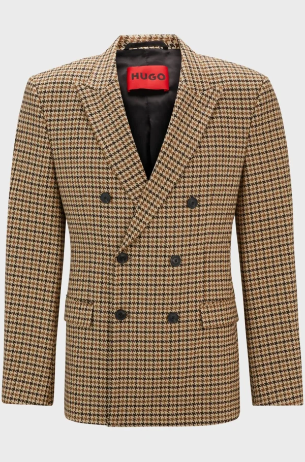 HUGO BOSS Blazers>Casaco De Ajuste Extra-slim Em Material Elástico Houndstooth