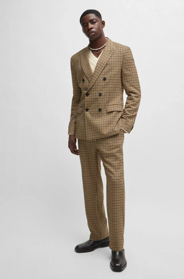 HUGO BOSS Blazers>Casaco De Ajuste Extra-slim Em Material Elástico Houndstooth