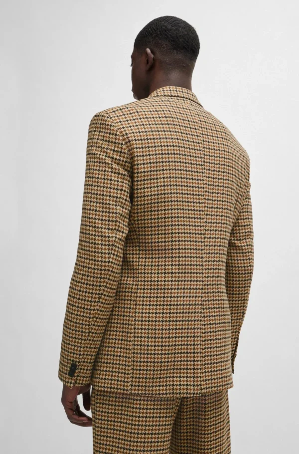 HUGO BOSS Blazers>Casaco De Ajuste Extra-slim Em Material Elástico Houndstooth