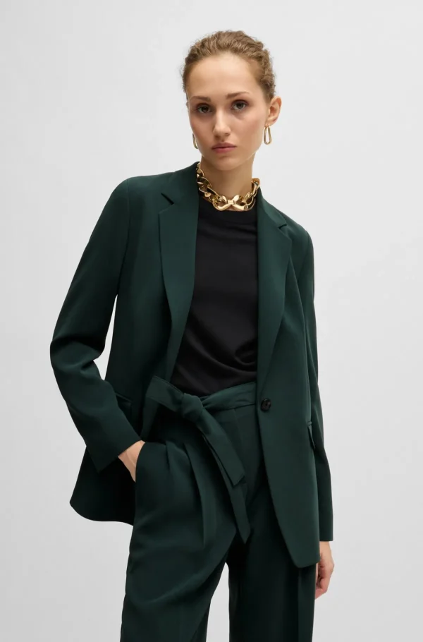 MULHER HUGO BOSS Blazers>Casaco De Ajuste Regular Resistente A Vincos Em Crepe