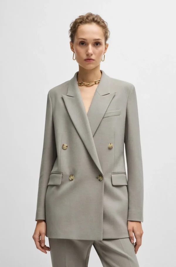 MULHER HUGO BOSS Blazers>Casaco De Ajuste Regular Com Fecho De Trespasse