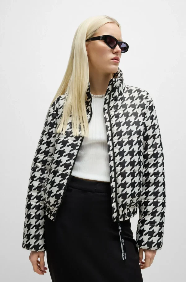 MULHER HUGO BOSS Casacos>Casaco De Ajuste Regular Repelente à água Com Padrão Houndstooth