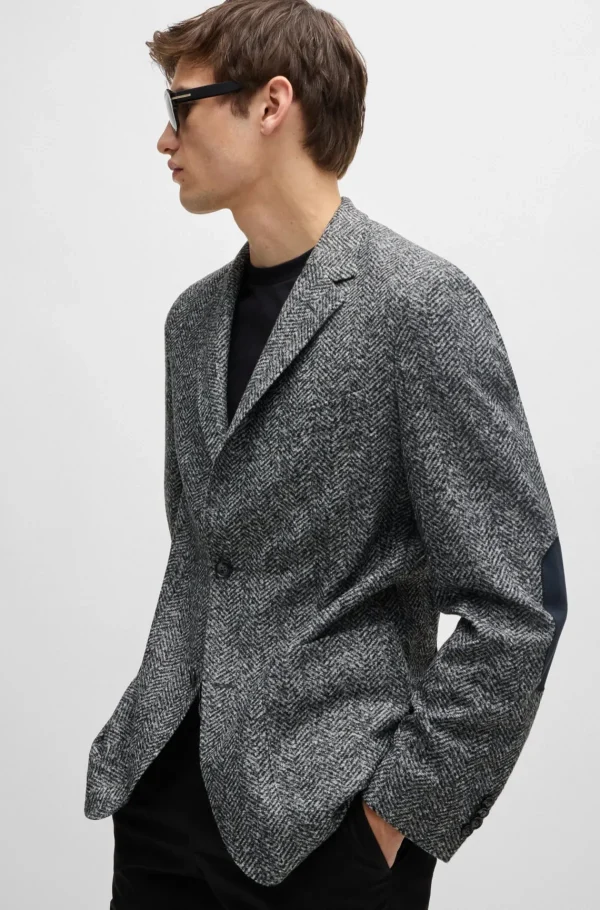 HUGO BOSS Blazers>Casaco De Ajuste Regular Em Jersey De Espinha