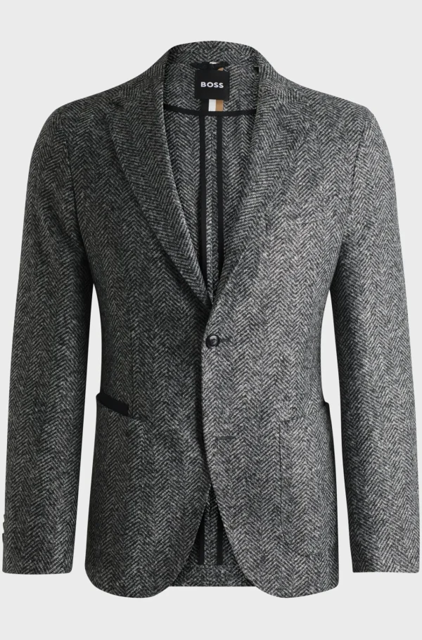 HUGO BOSS Blazers>Casaco De Ajuste Regular Em Jersey De Espinha