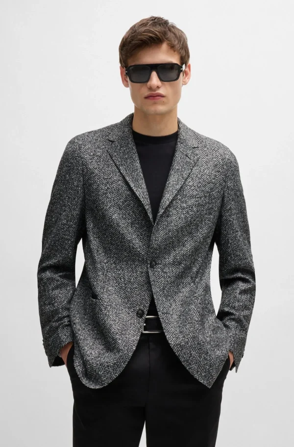 HUGO BOSS Blazers>Casaco De Ajuste Regular Em Jersey De Espinha