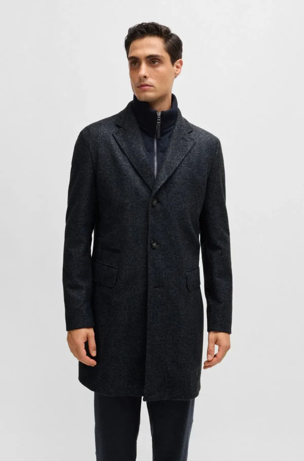 HUGO BOSS Sobretudos E Parkas>Casaco De Ajuste Slim De Espinha Com Interior Com Fecho Amovível