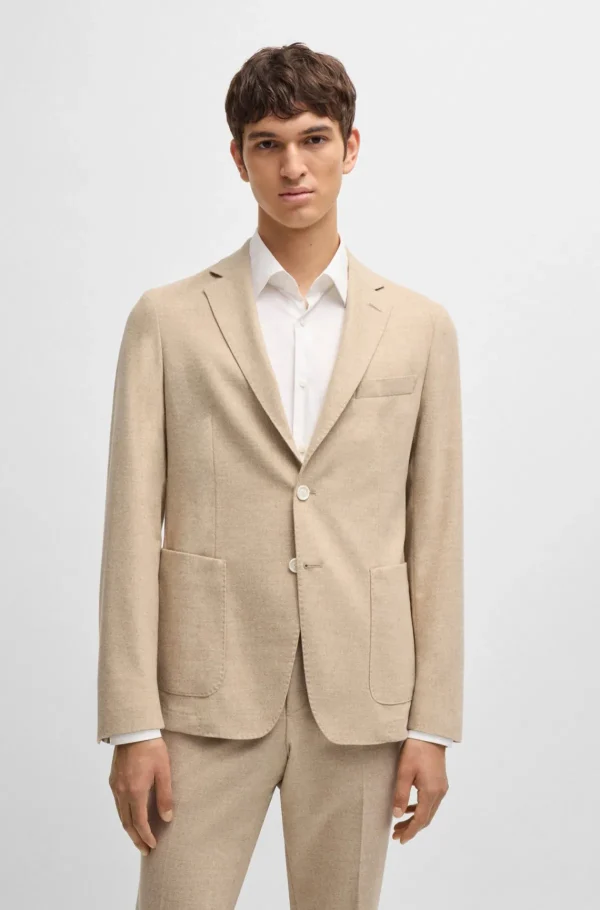 HUGO BOSS Blazers>Casaco De Ajuste Slim Em Flanela Elástica