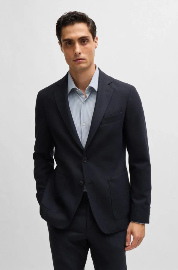 HUGO BOSS Blazers>Casaco De Ajuste Slim Em Flanela Elástica