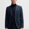 HUGO BOSS Blazers>Casaco De Ajuste Slim Em Mistura De Lã Axadrezada