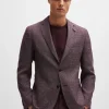 HUGO BOSS Blazers>Casaco De Ajuste Slim Em Linho E Lã Virgem Com Padrão