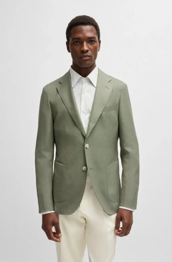 HUGO BOSS Blazers>Casaco De Ajuste Slim Em Lã Virgem Com Micropadrão